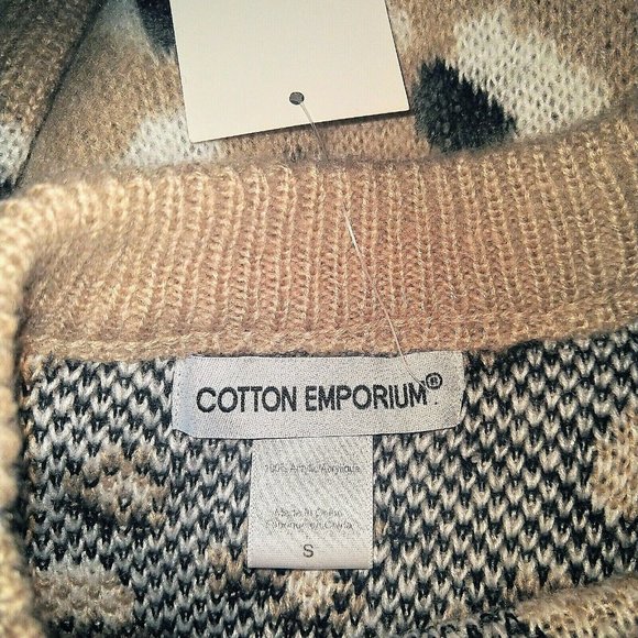 Cotton Emporium Womens Sweater Tan Leopard Size Small Multicolor - Picture 6 of 6